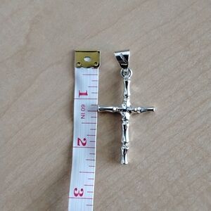 .925 Sterling Silver Cross Pendant Made In Mexico.